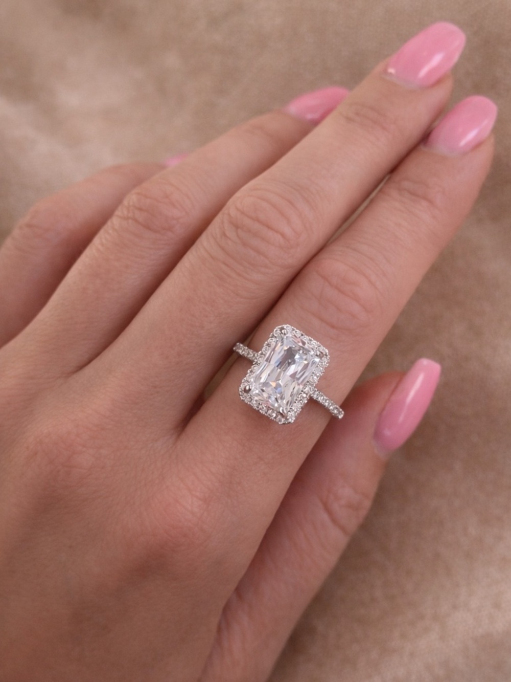 Swarovski Elements Square Bridal Pave Ring 925 Sterling Silver - Picture 7 of 8